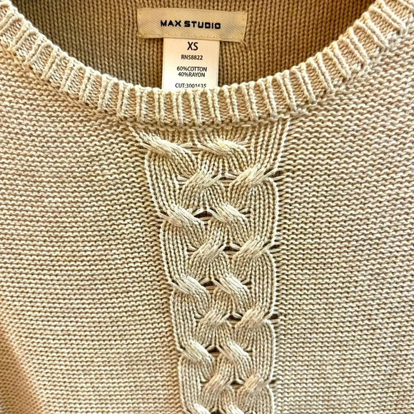 Max Studio Women's winter Sweater Dress Beige midi Long Sleeve size XS - Picture 3 of 5